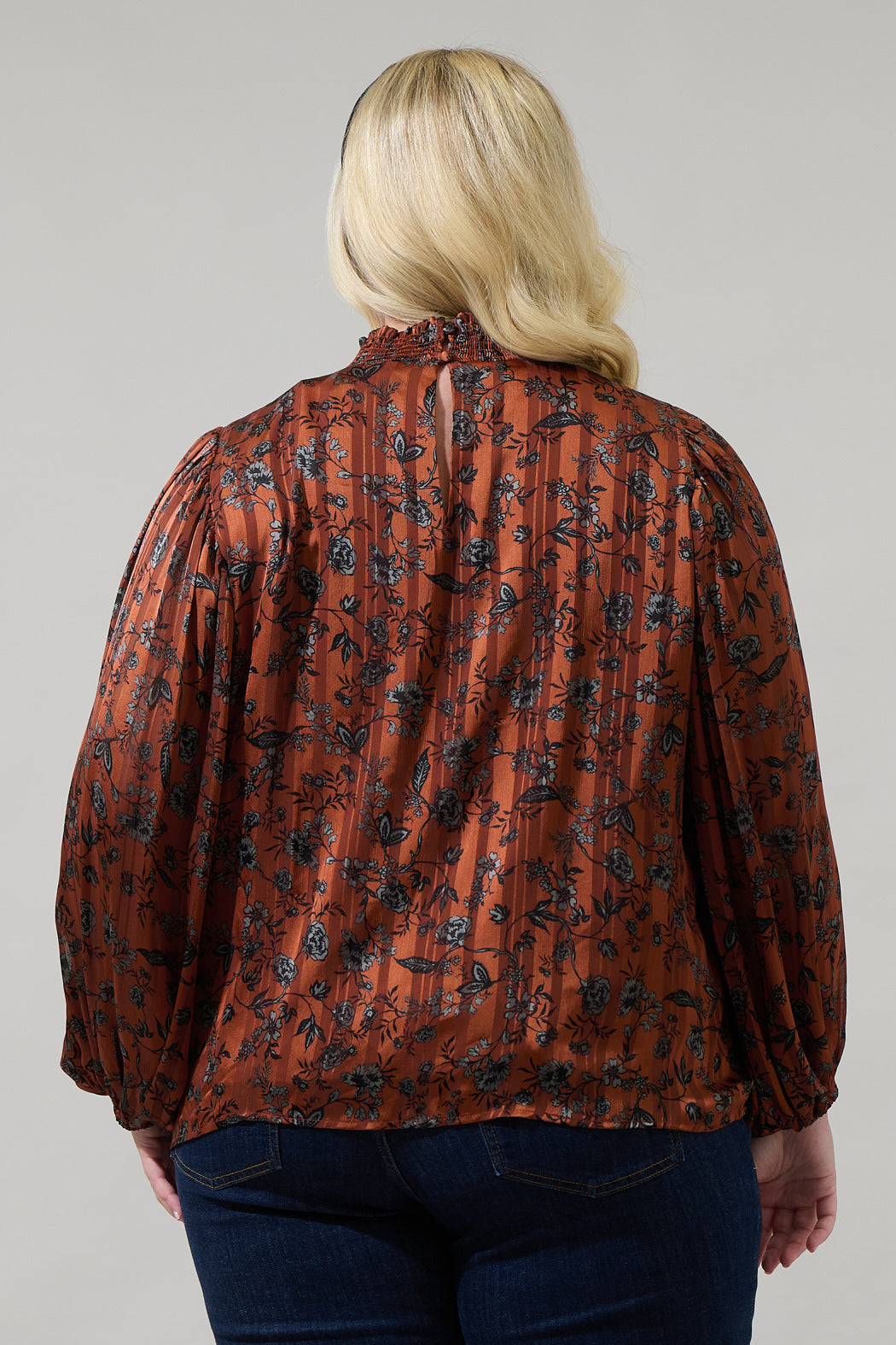 Leoben Floral Figaro Balloon Sleeve Blouse Curve
