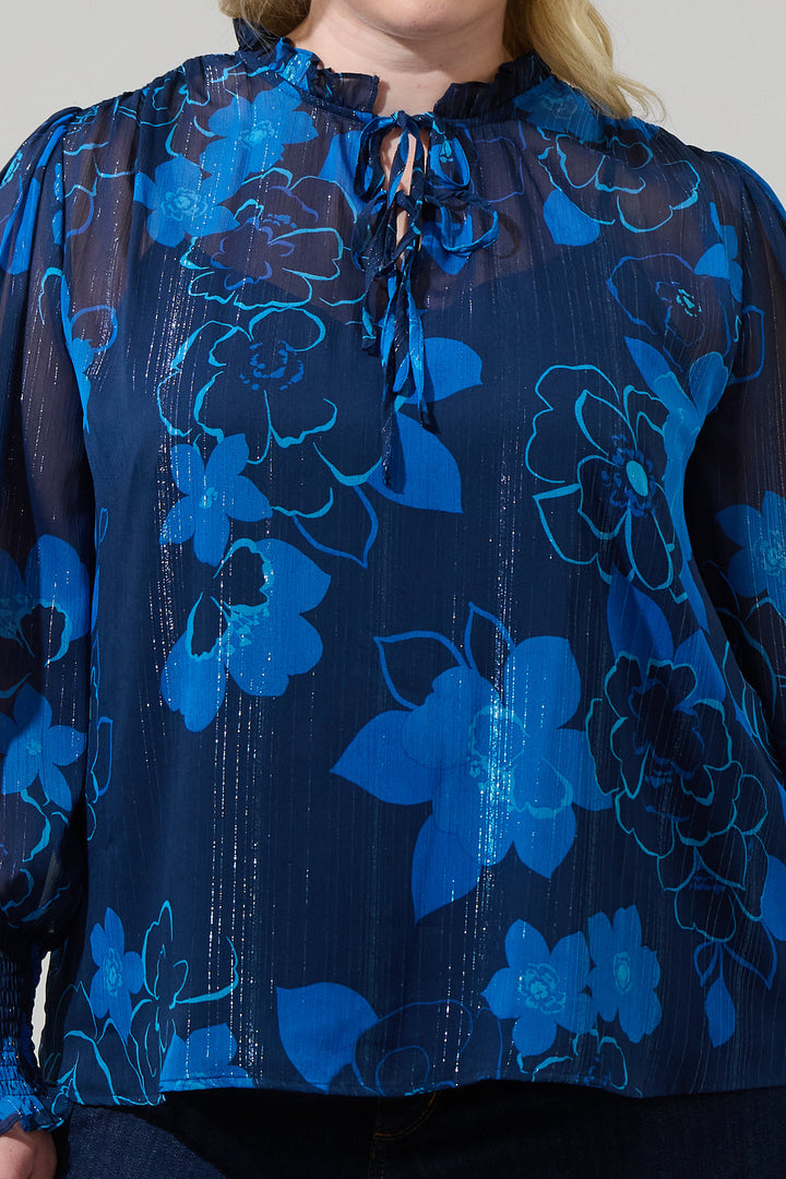 Bluford Floral Verona Split Neck Blouse Curve