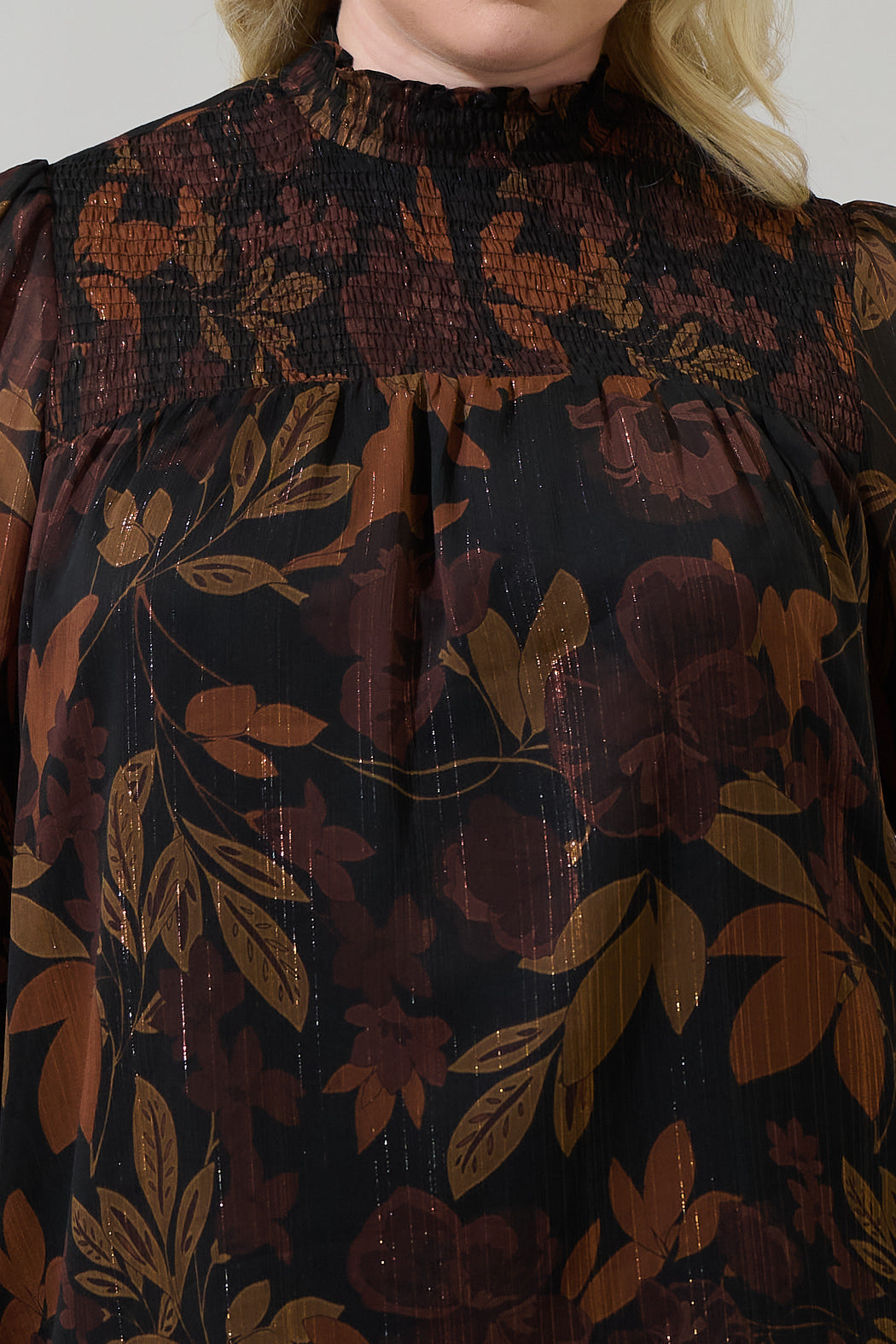 Larba Floral Sunnie Long Balloon Sleeve Top Curve