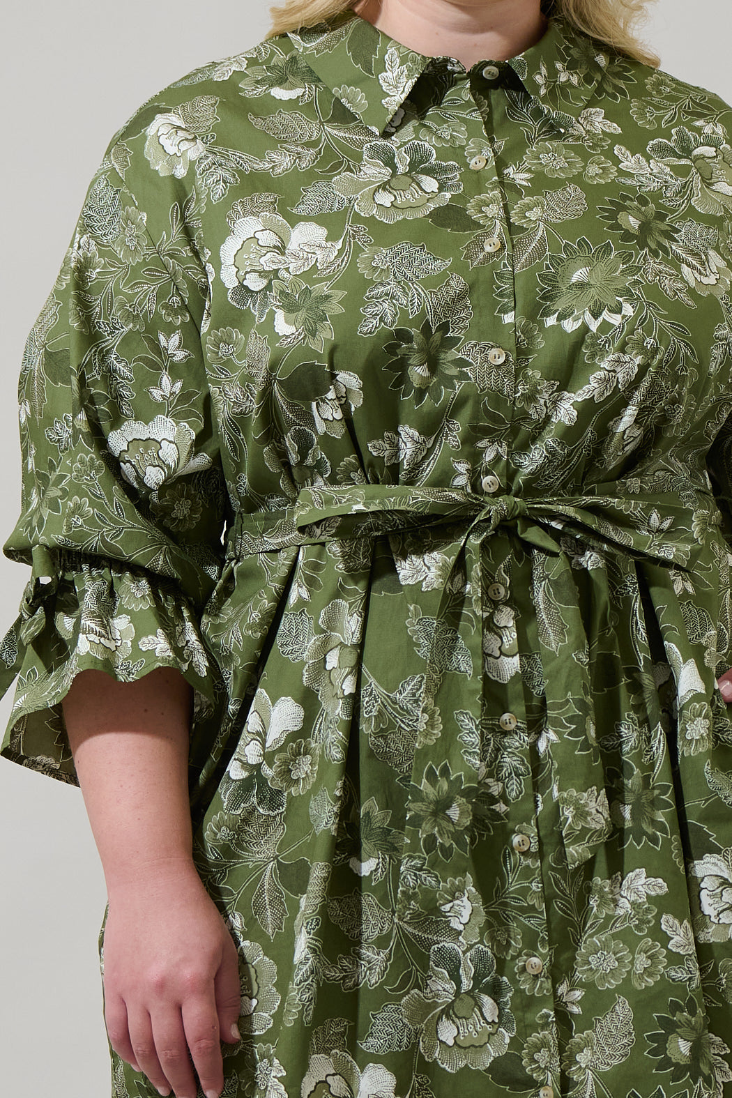 Hazleton Floral Emelia Button Up Mini Dress Curve