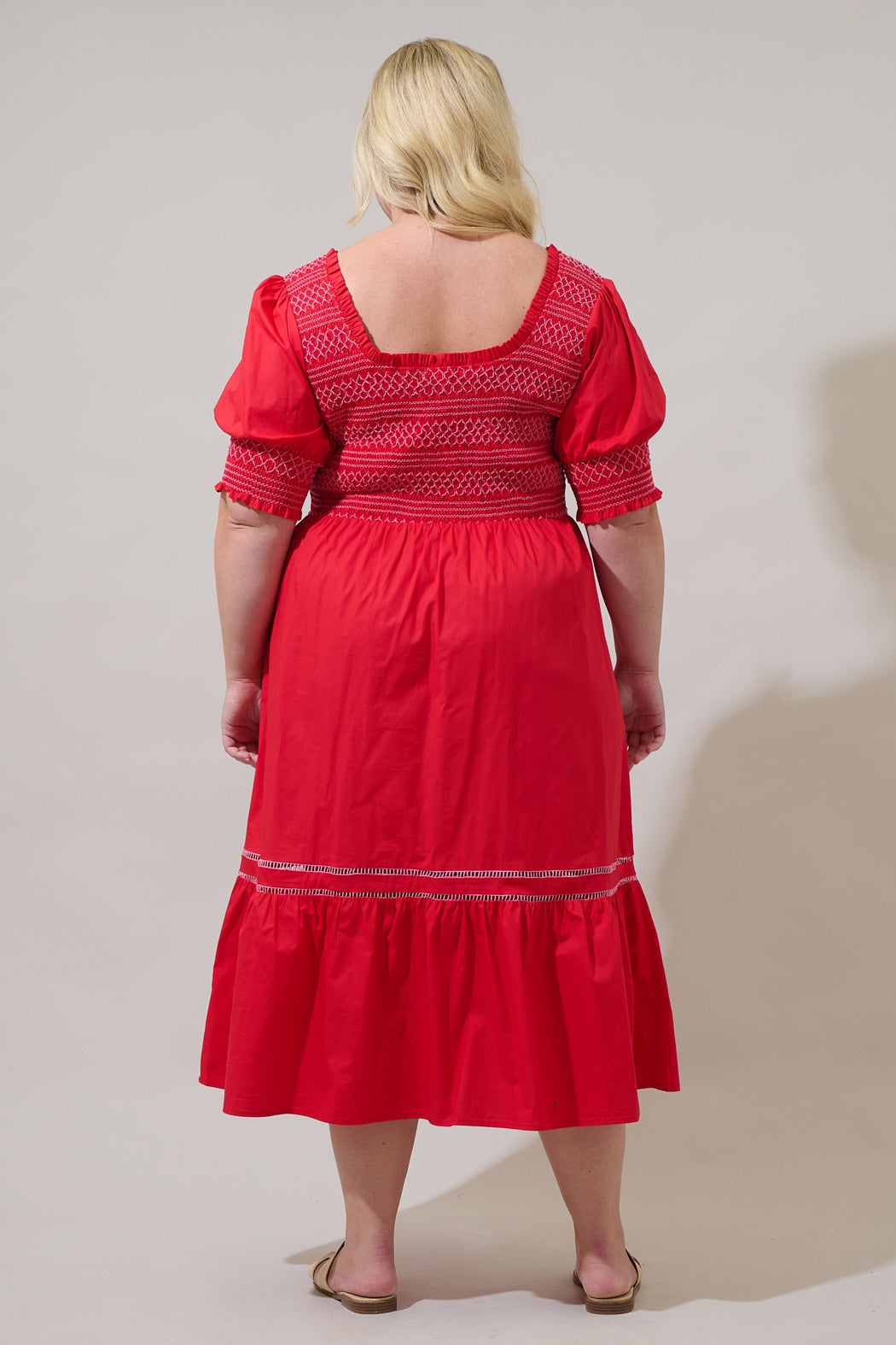 Carlene Smocked Stitch Midi Dress Curve