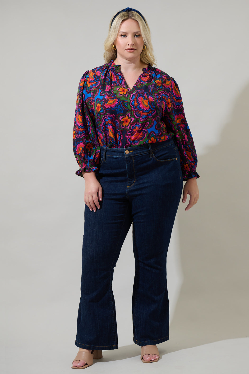 Raveena Midnight Groover Split Neck Blouse Curve