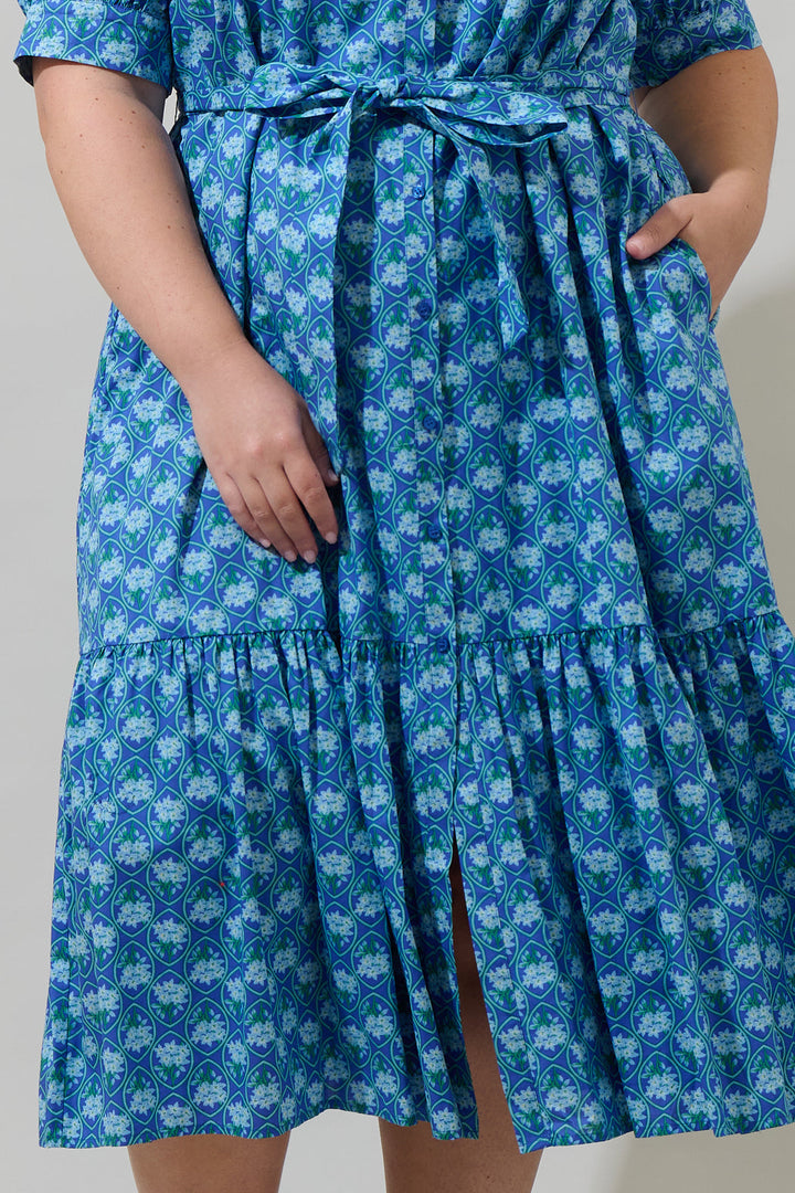 Driftwood Floral Giles Button Up Midi Dress Curve