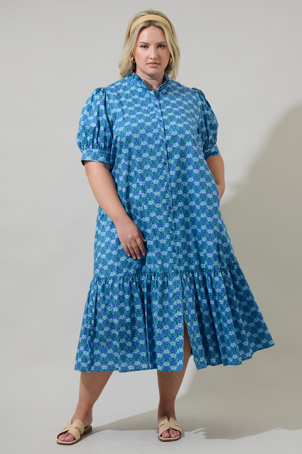 Driftwood Floral Giles Button Up Midi Dress Curve