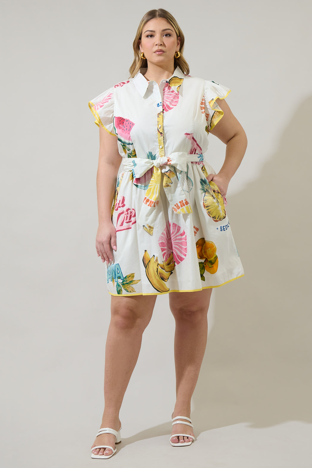 Zahra Island Maia Ruffle Collared Dress Curve