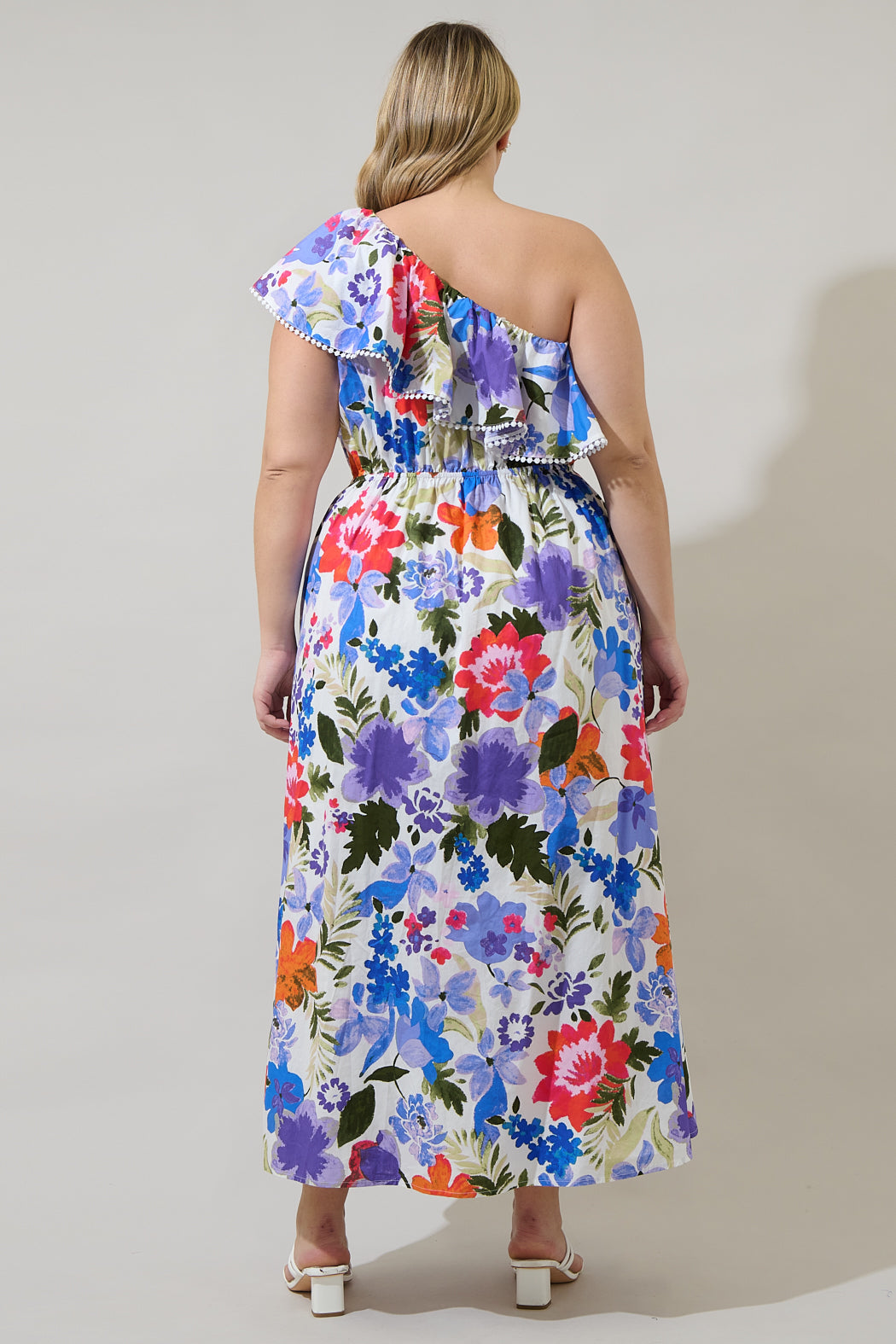 Amania Floral Suraya One Shoulder Midi Dress Curve
