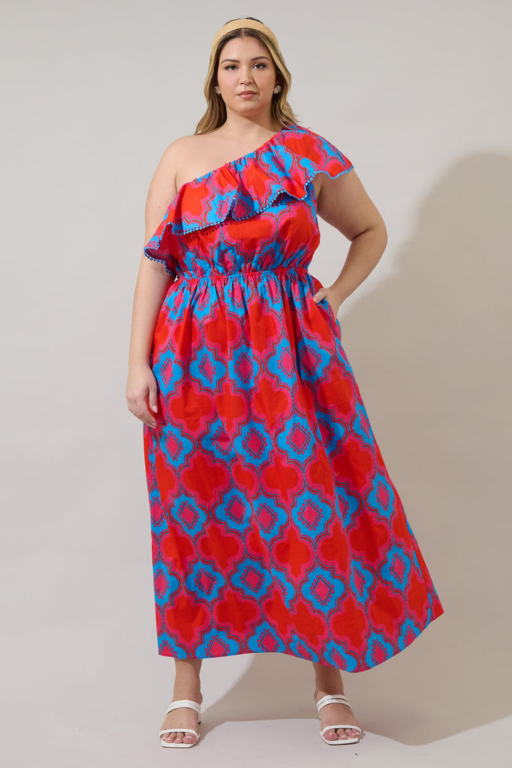 Devany Suraya One Shoulder Midi Dress Curve