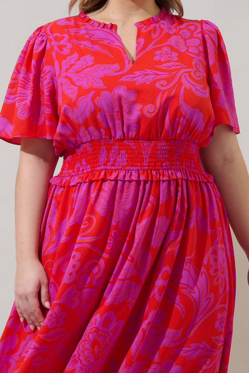 Imara Floral Valencia Split Neck Maxi Dress Curve