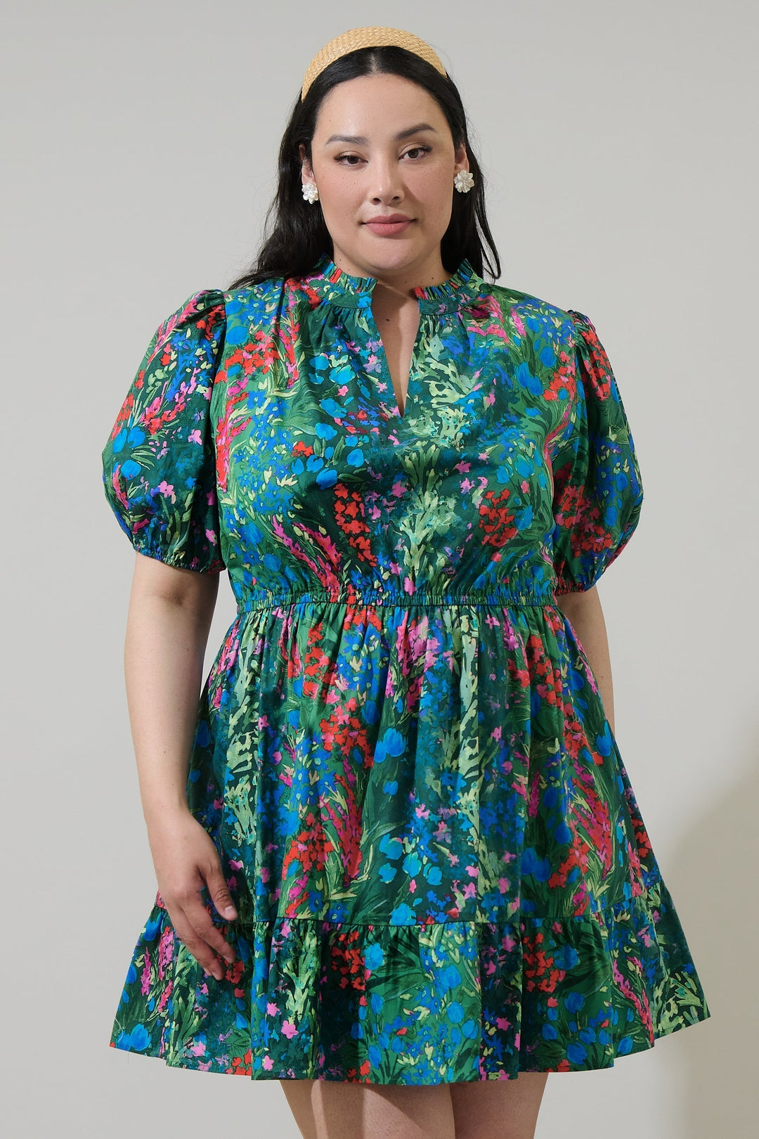 Devin Floral Marissa Mini Poplin Dress Curve