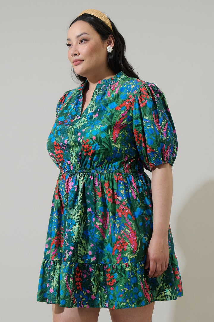 Devin Floral Marissa Mini Poplin Dress Curve