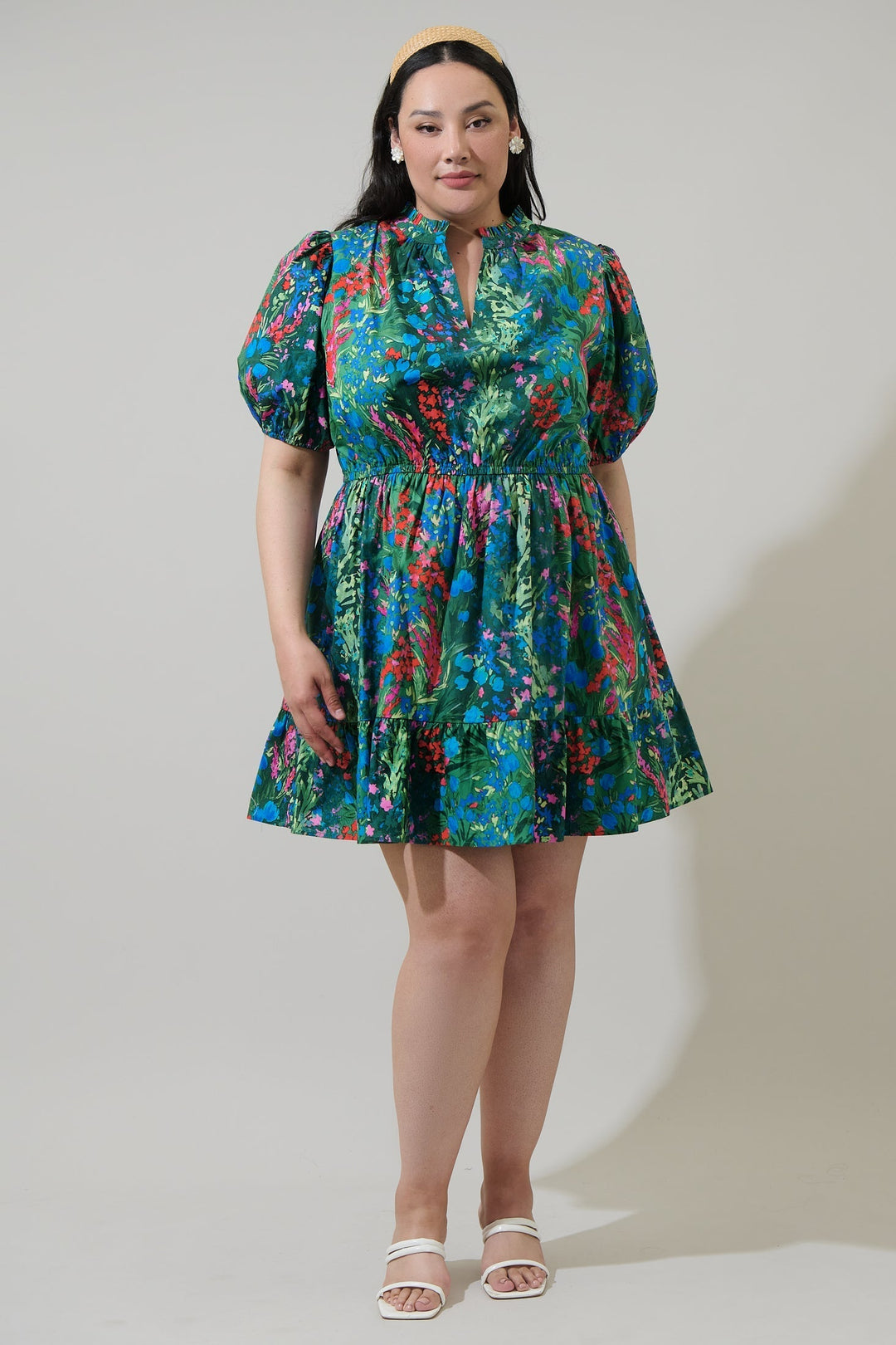 Devin Floral Marissa Mini Poplin Dress Curve