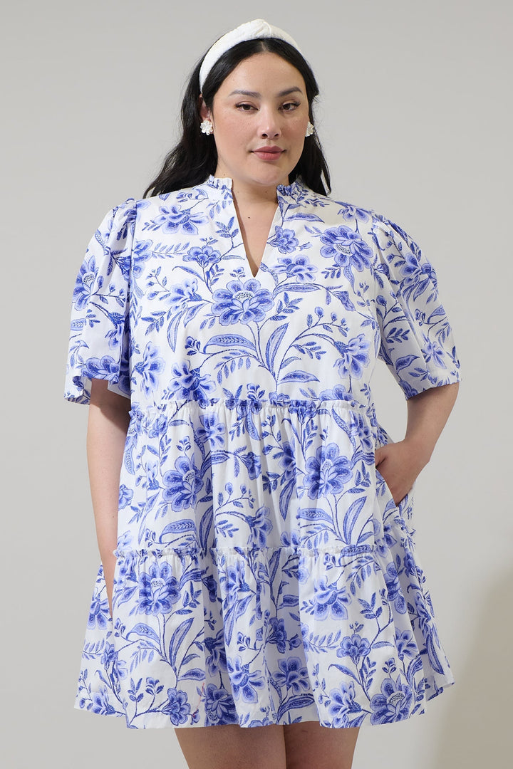 Maeve Floral Dixie Split Neck Shift Dress Curve