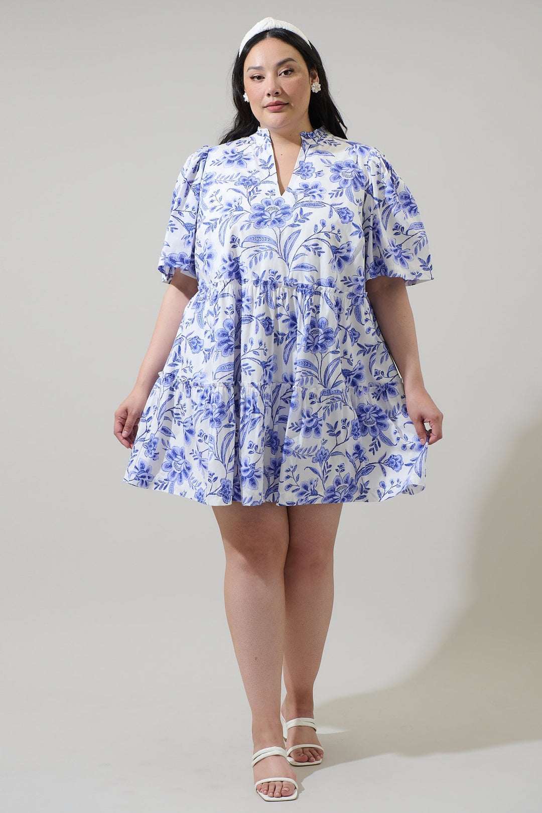 Maeve Floral Dixie Split Neck Shift Dress Curve