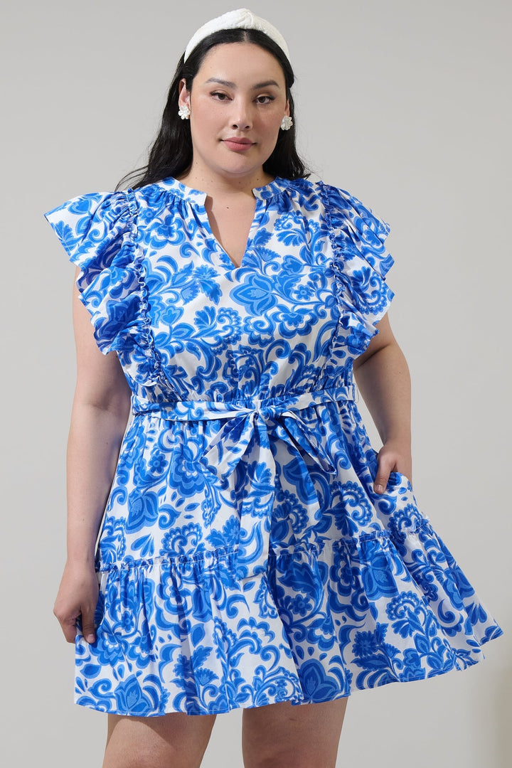 Magee Floral Ruffle Mini Dress Curve