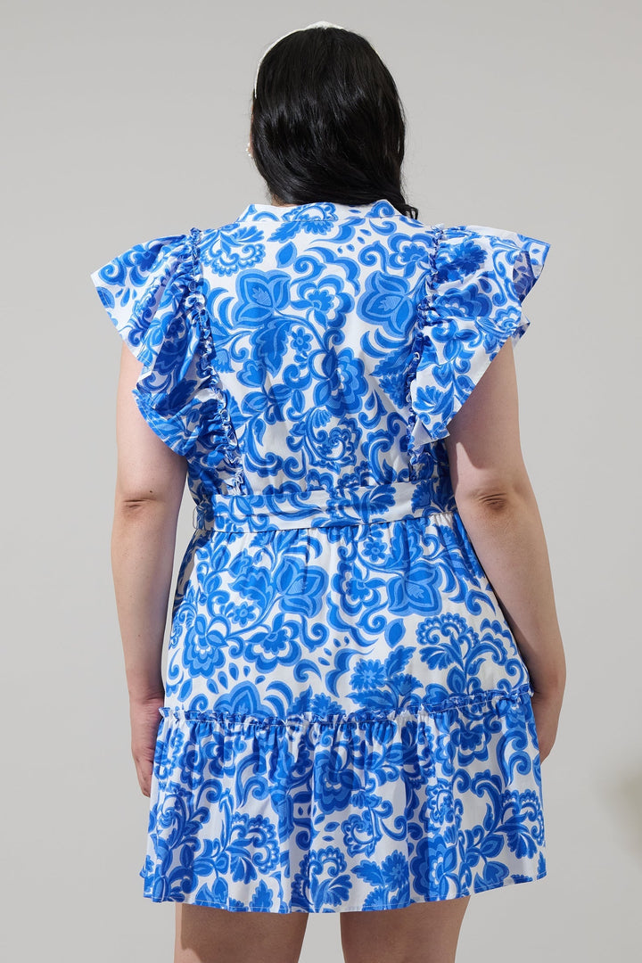 Magee Floral Ruffle Mini Dress Curve