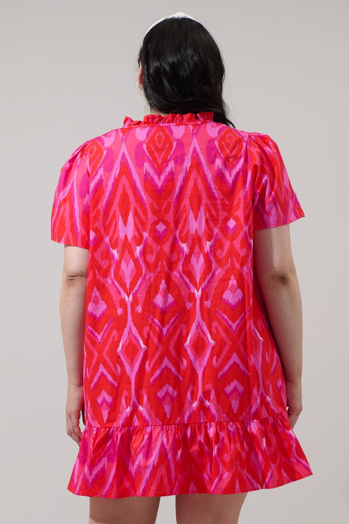 Blevin Ikat Celeste Mini Dress Curve