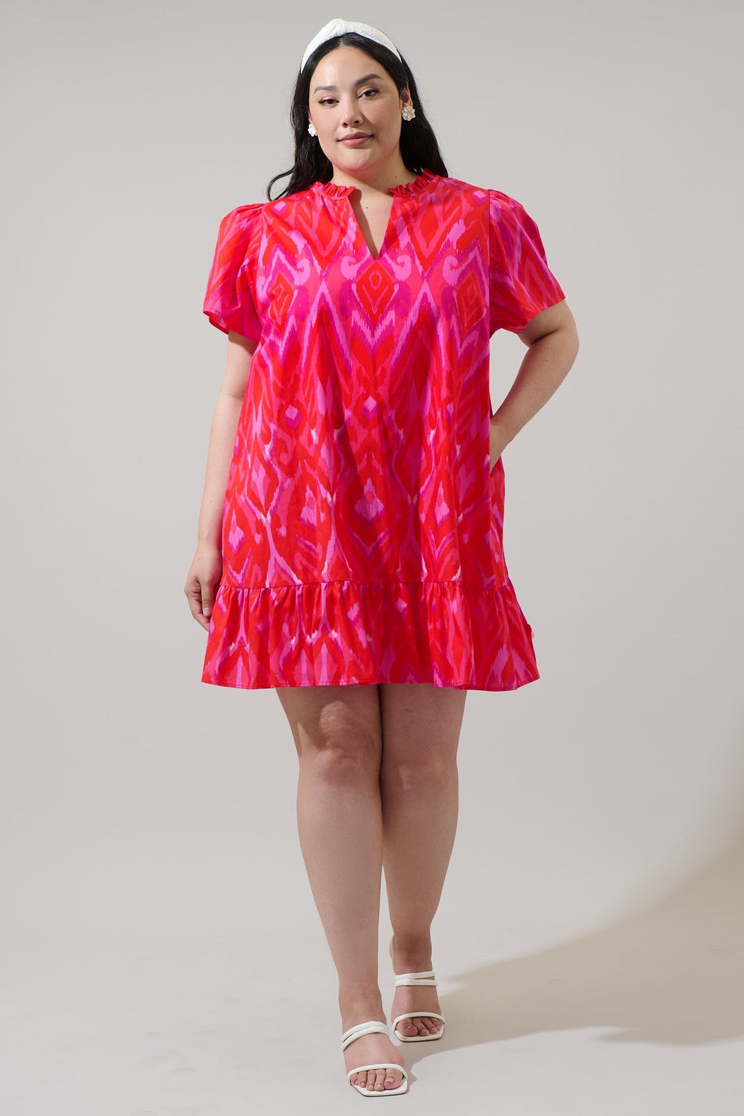 Blevin Ikat Celeste Mini Dress Curve