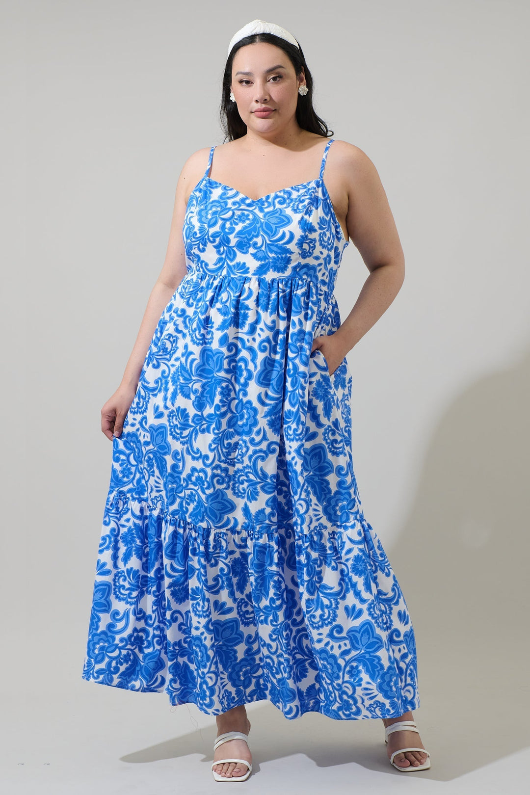 Magee Floral Cabana Flowy Maxi Dress Curve