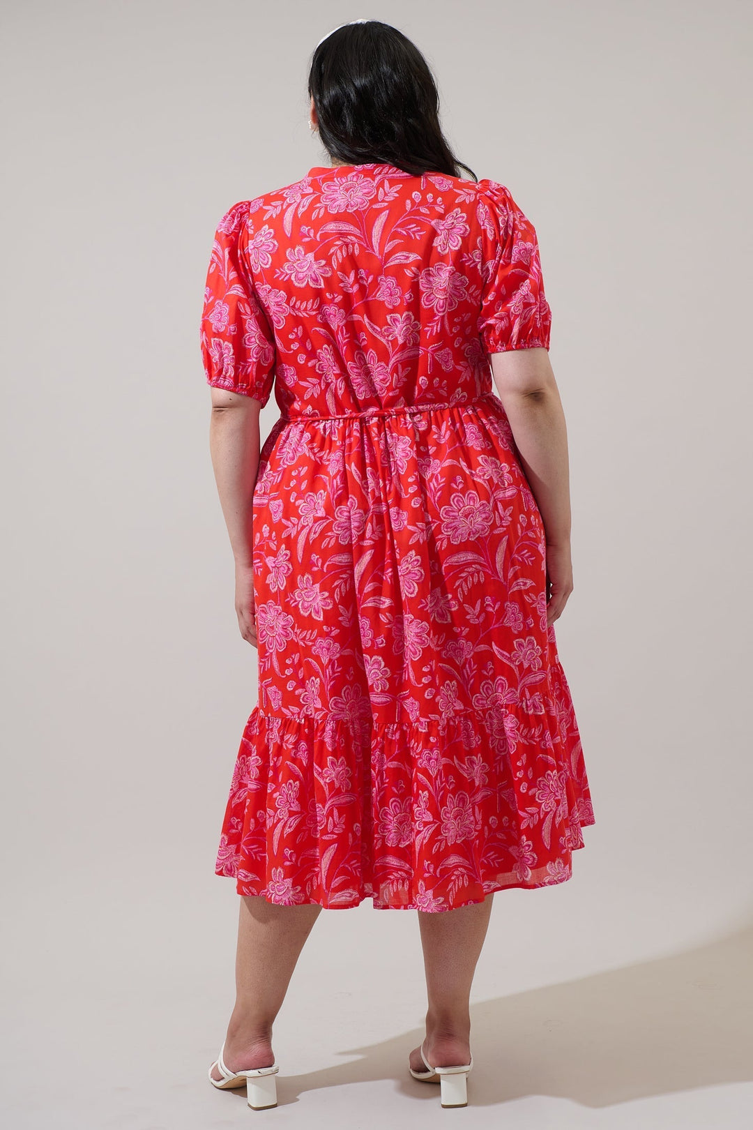 Beth Button Down Midi Dress Aria Floral Curve