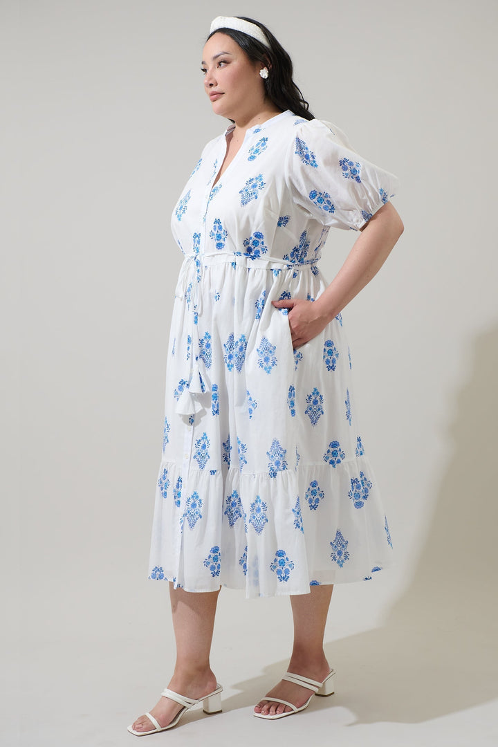 Beth Button Down Midi Dress Yila Floral Curve