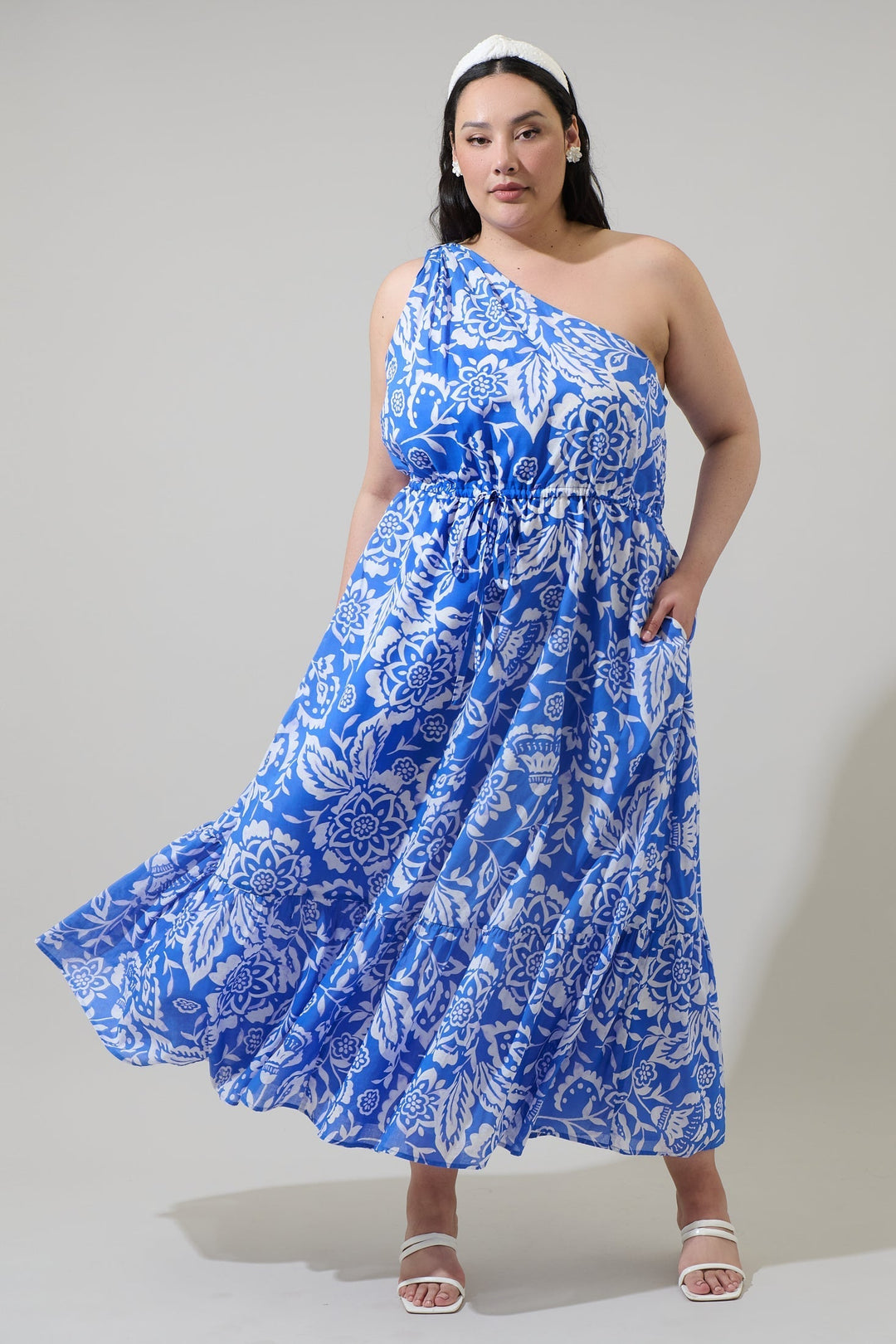 Marny Floral Elya One Shoulder Maxi Dress Curve