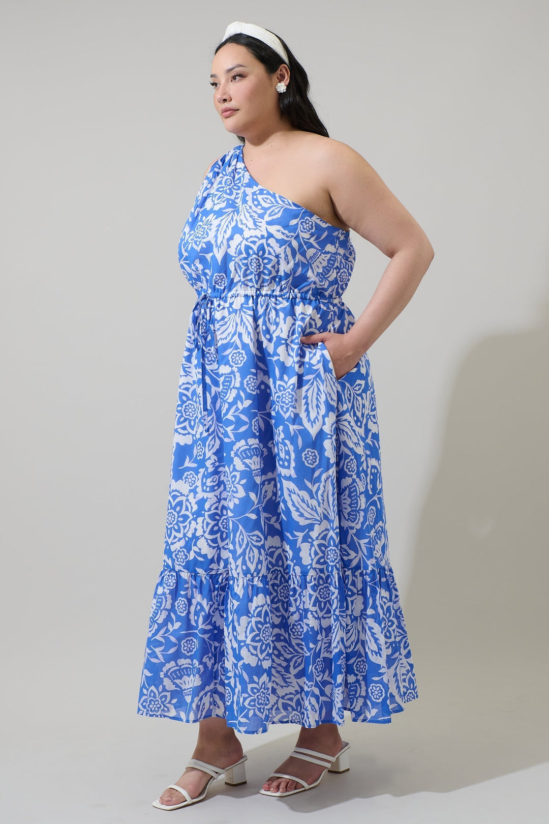 Marny Floral Elya One Shoulder Maxi Dress Curve