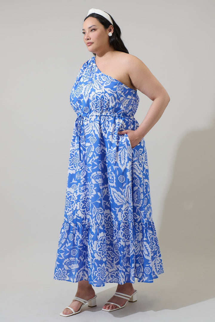 Marny Floral Elya One Shoulder Maxi Dress Curve
