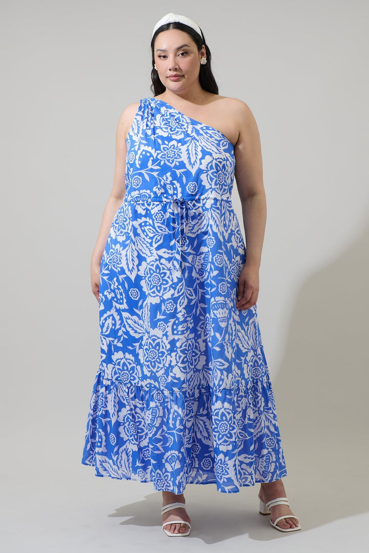 Marny Floral Elya One Shoulder Maxi Dress Curve