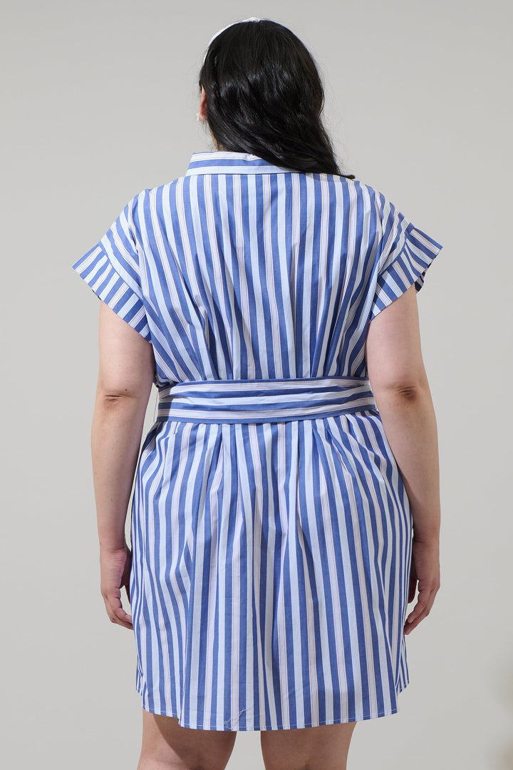 Samera Stripe Button Up Mini Dress Curve