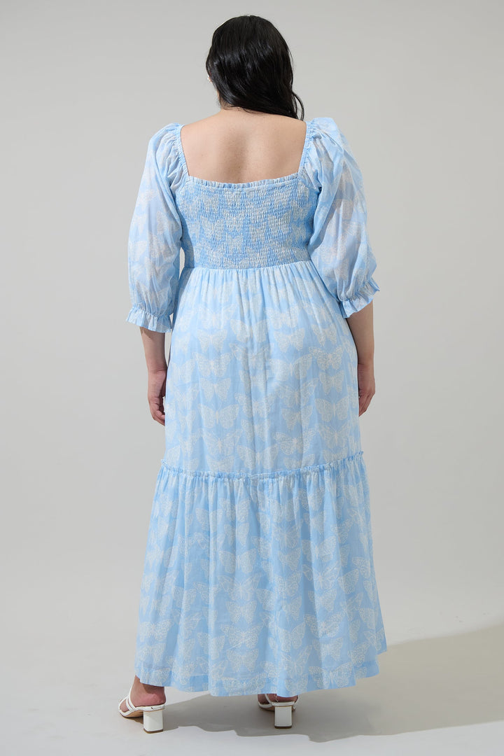 Aubry Butterfly Essy Smocked Maxi Dress Curve