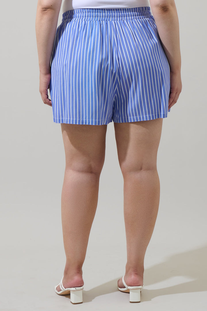 Elise Striped Taliya Drawstring Shorts Curve