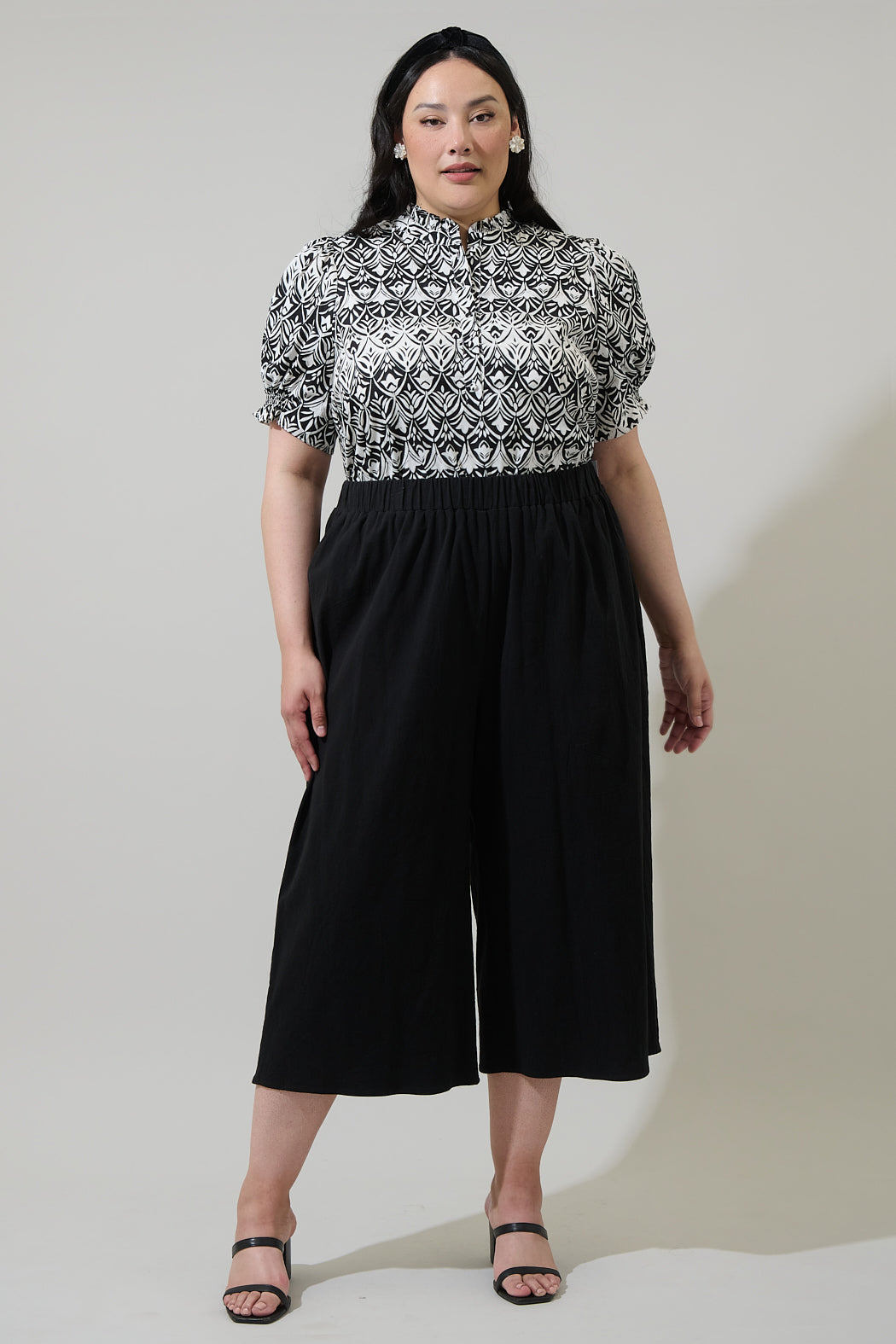 La Palma Floral Clove Puff Sleeve Top Curve