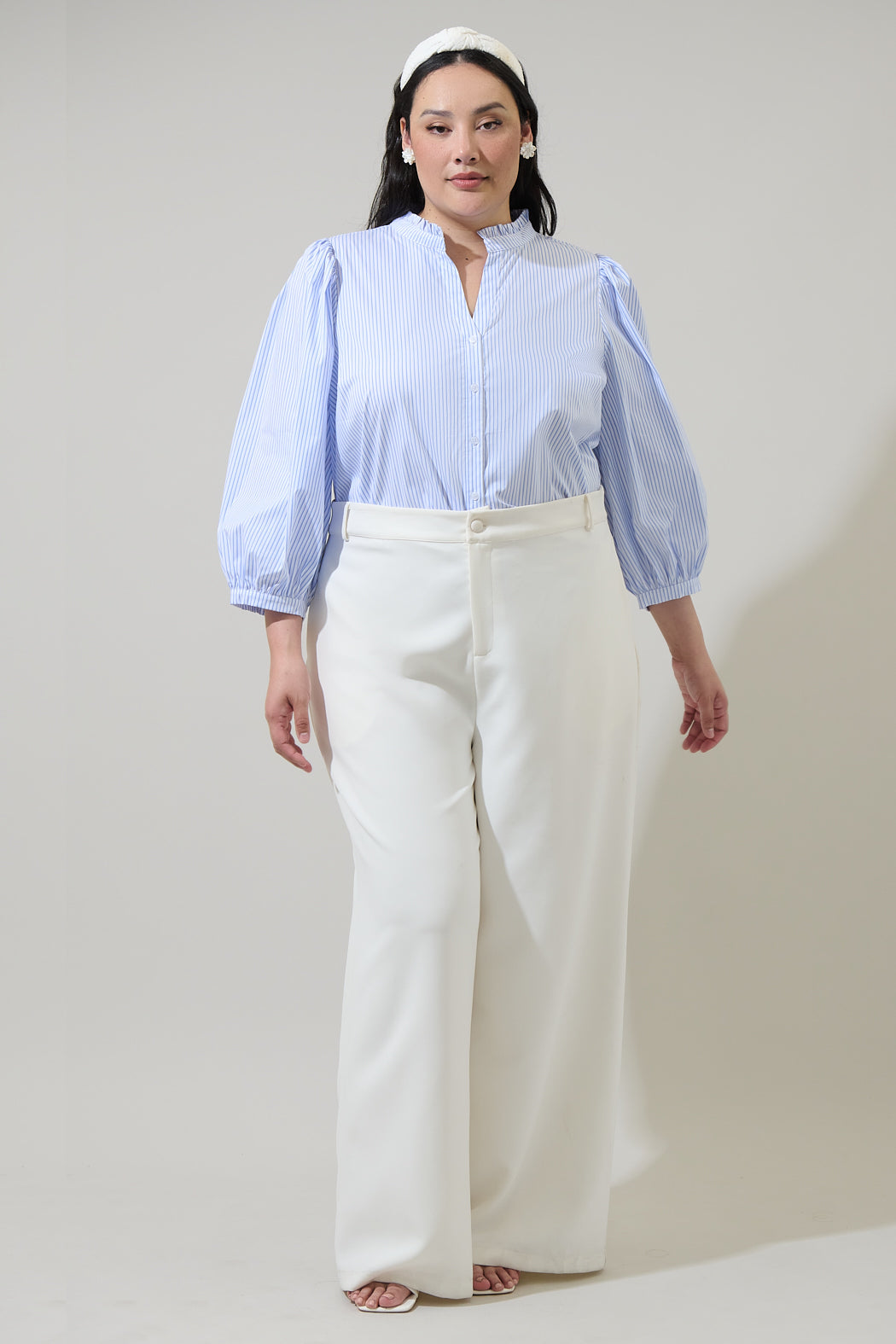 Somer Striped Ima Button Up Top Curve