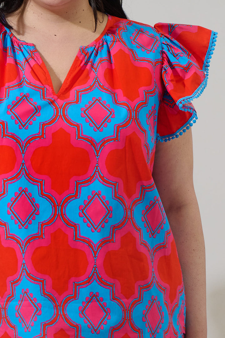 Devany Carya Ruffle Poplin Top Curve