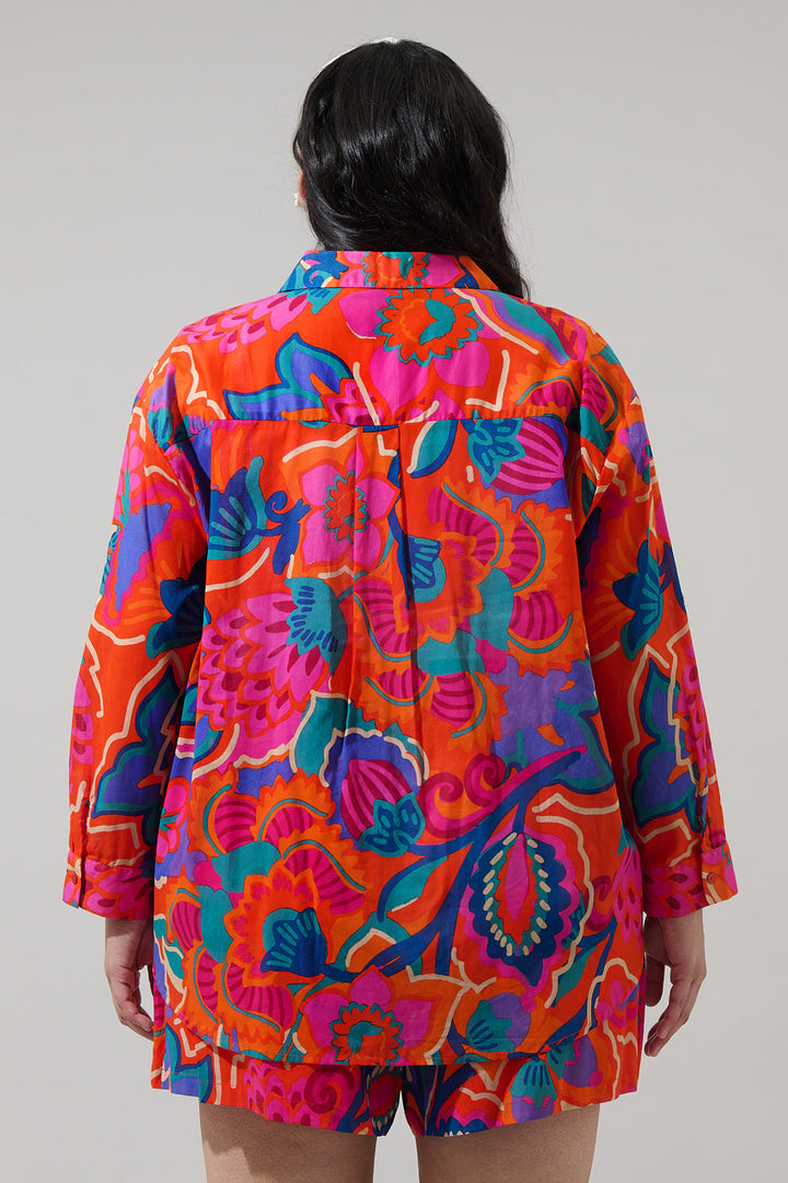 Kahlia Tropics Aya Button Down Shirt Curve