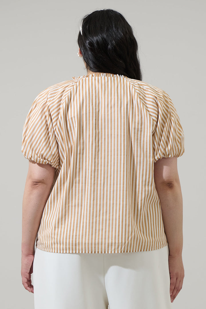 Dream State Avy Button Down Top Curve
