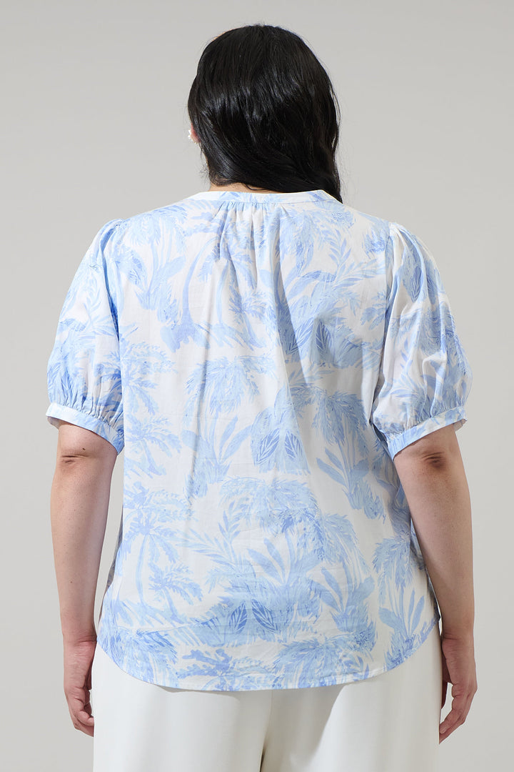 Poly Leaf Neli Split Neck Top Curve