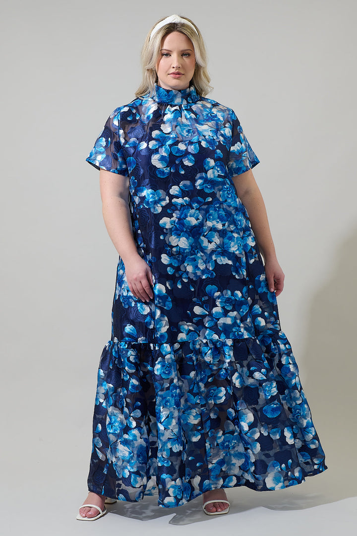 Abay Floral Dime Organza Maxi Dress Curve