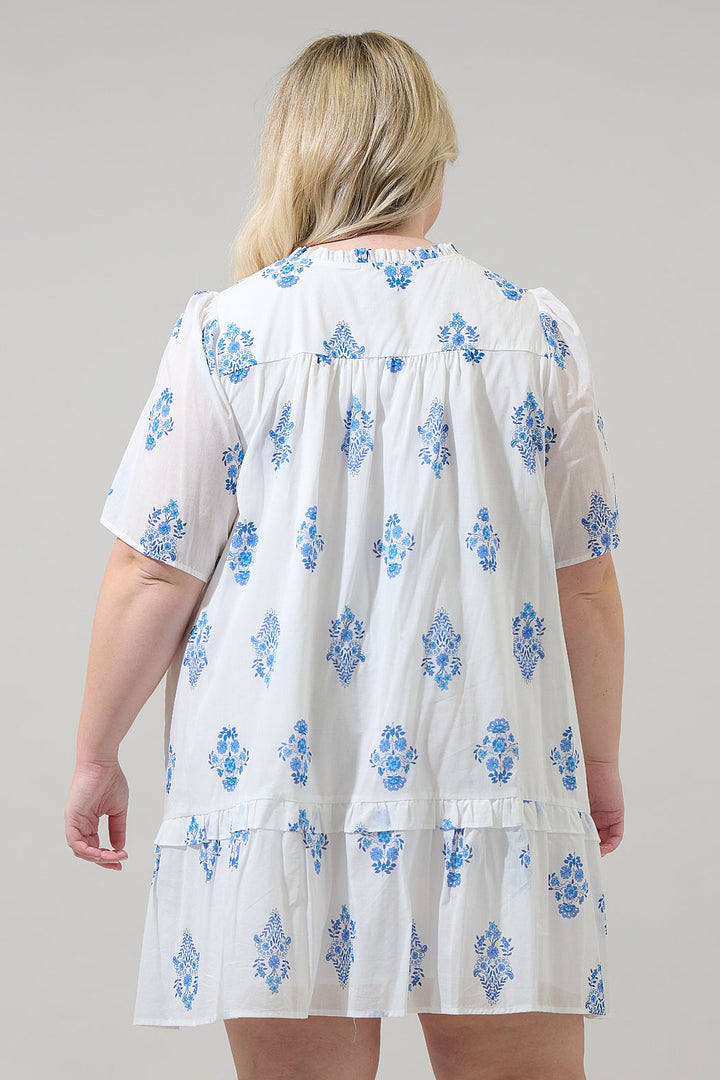 Yila Floral Kuna Tiered Mini Dress Curve