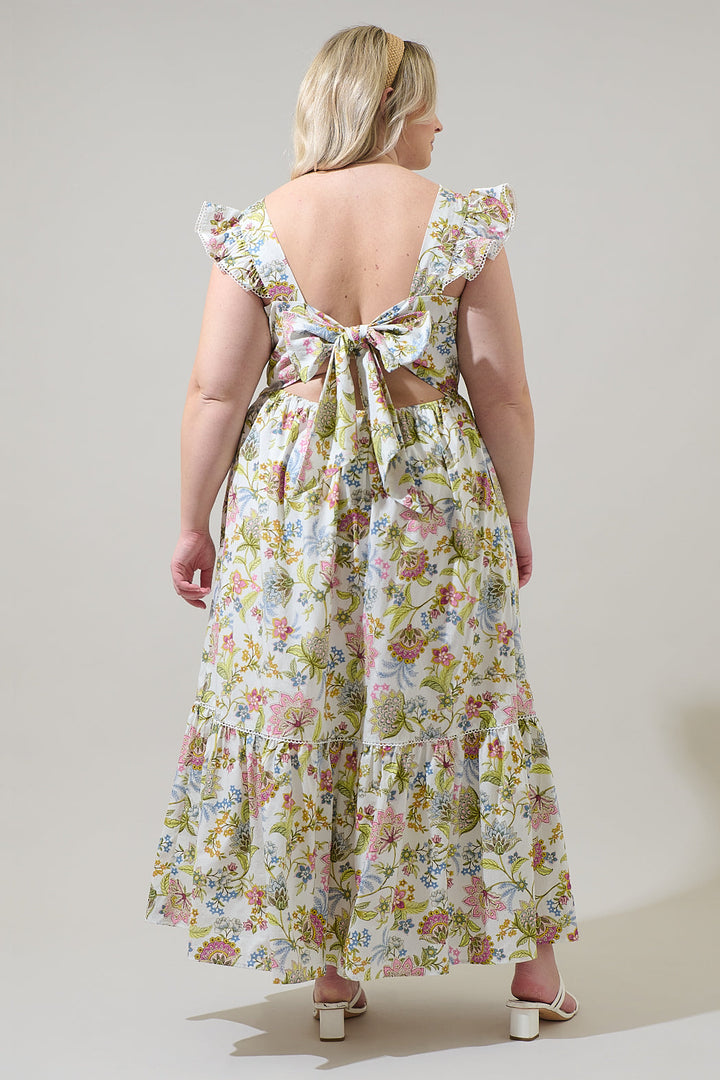 Pany Floral Mawar Ruffle Maxi Dress Curve