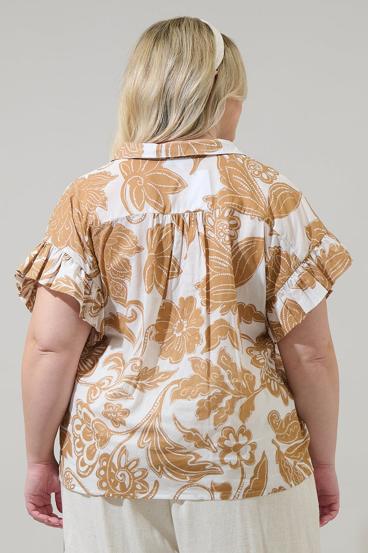 Nadya Floral Ina Button Up Top Curve