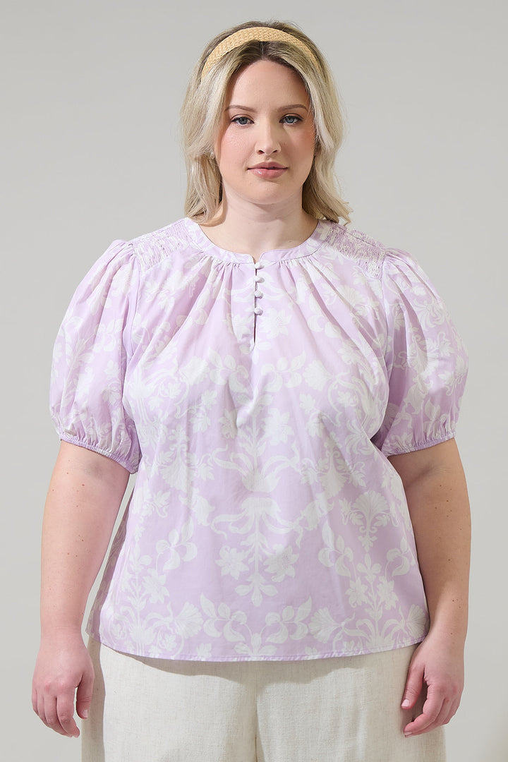 Emme Floral Zuri Smocked Top Curve