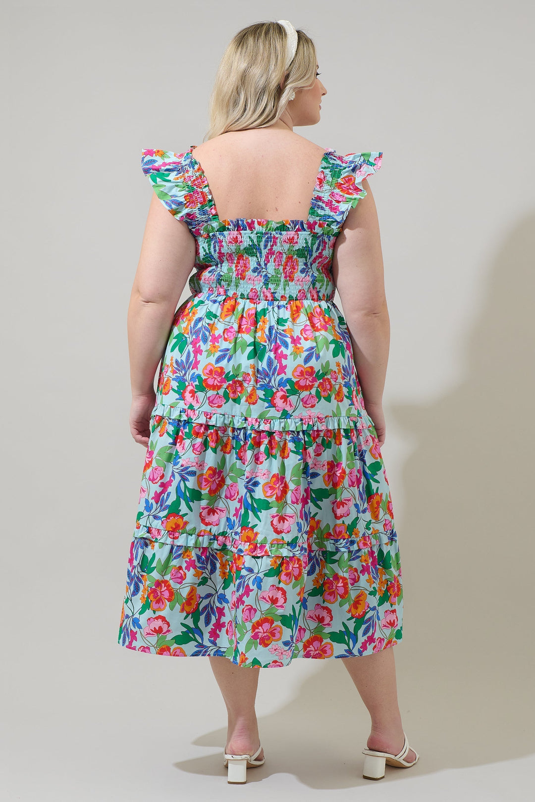 Orlena Floral Emy Smocked Midi Dress Curve