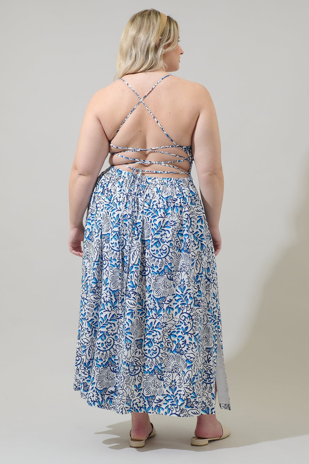 Mize Floral Mavis Criss Cross Midi Dress Curve