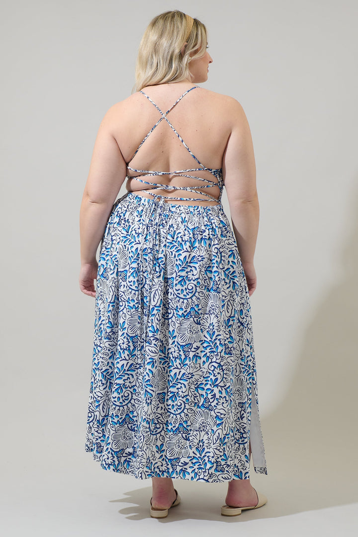 Mize Floral Mavis Criss Cross Midi Dress Curve