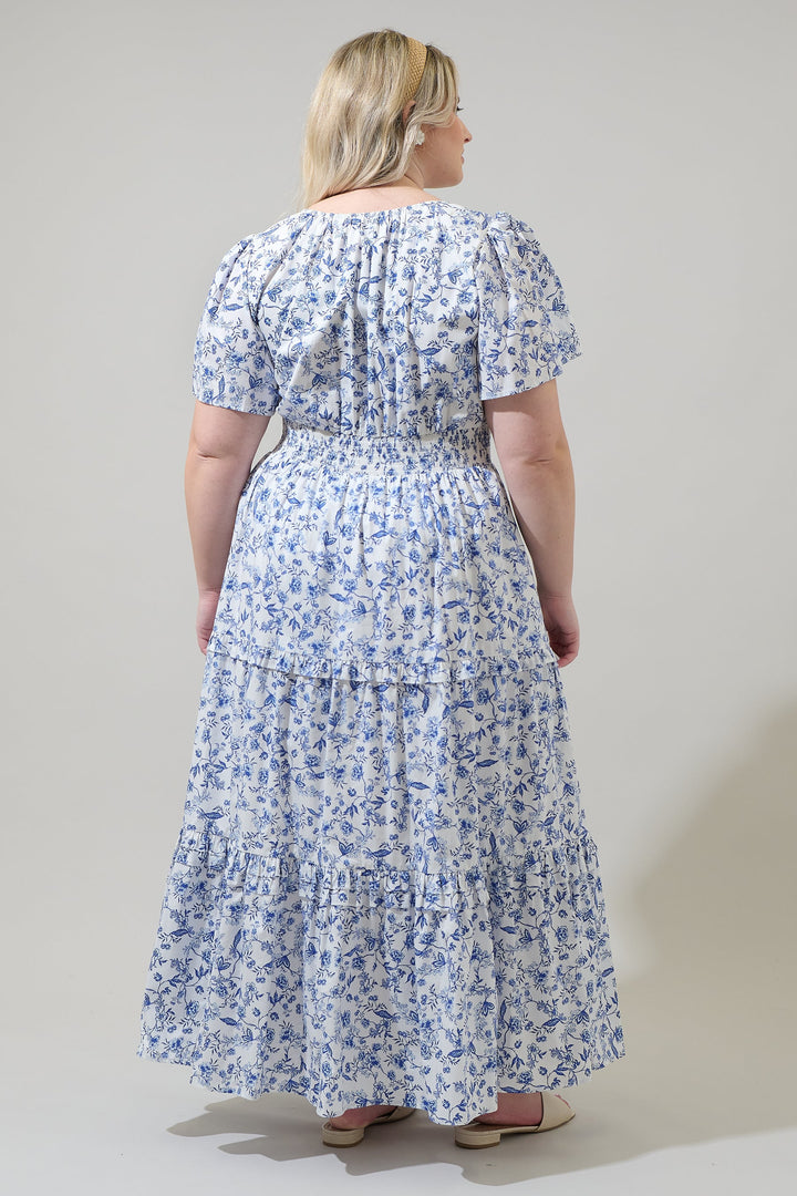 Kearny Floral Palmer Poplin Tiered Maxi Dress Curve