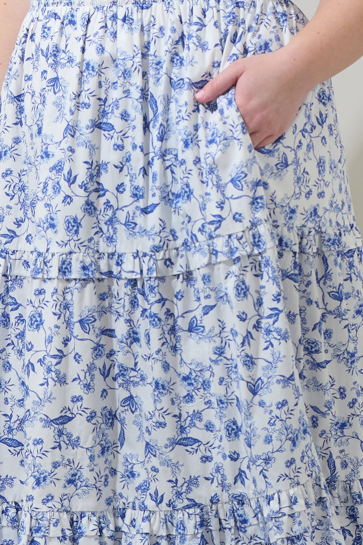 Kearny Floral Palmer Poplin Tiered Maxi Dress Curve