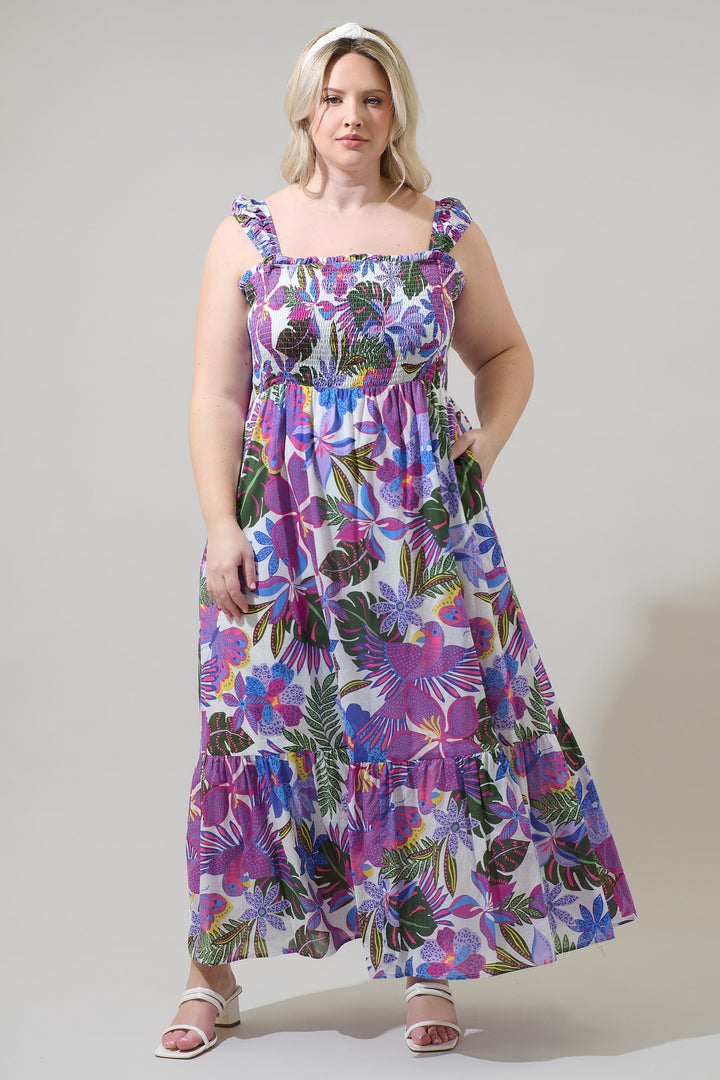 Evren Tropics Tayla Smocked Maxi Dress Curve