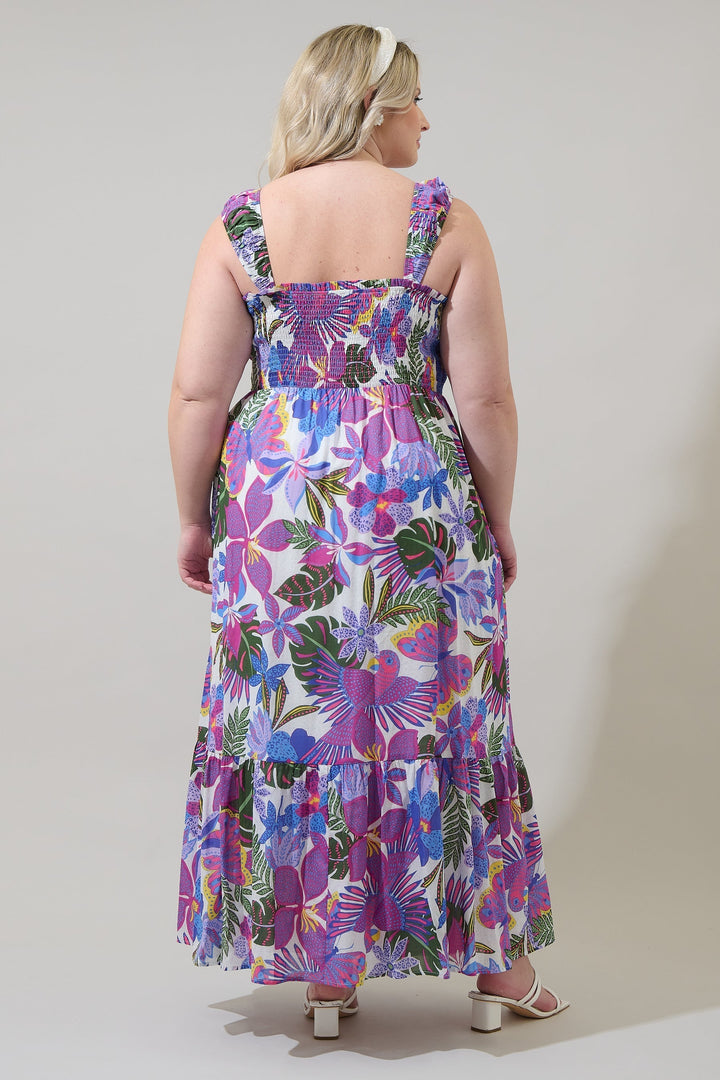 Evren Tropics Tayla Smocked Maxi Dress Curve