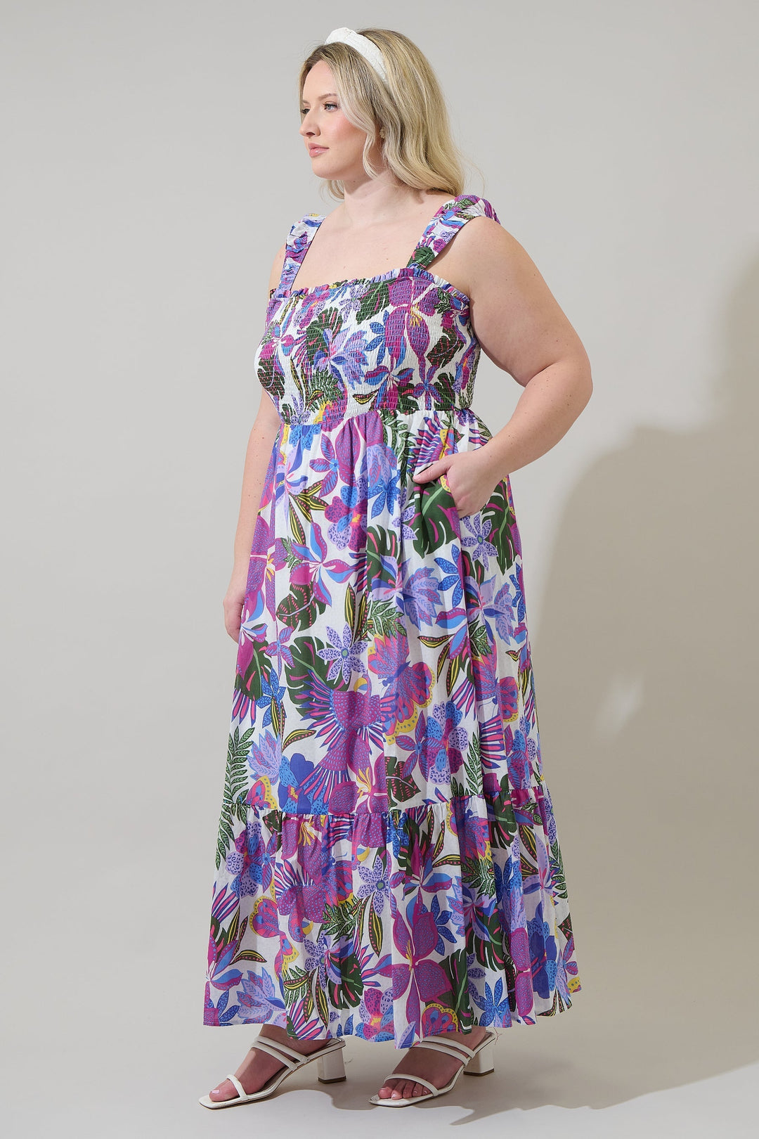 Evren Tropics Tayla Smocked Maxi Dress Curve